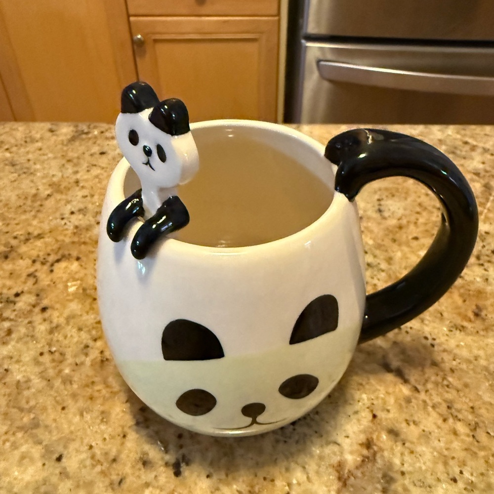 Concombre Panda Themed Ceramic Mug with spoon